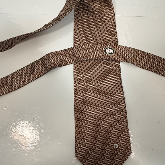 Versace Classic V2 Silk Tie Vintage Geometric Medusa Logo Gold Red - Picture 7 of 8